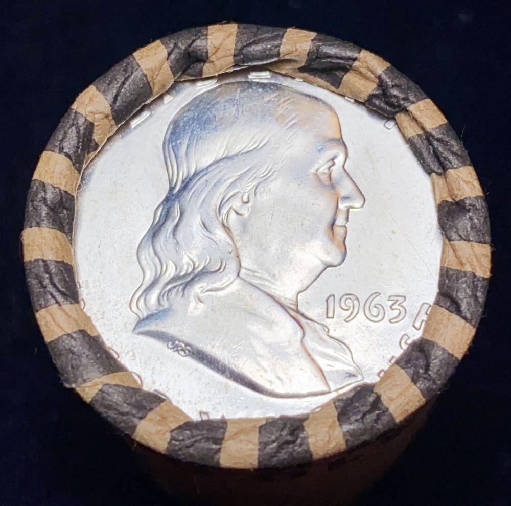 Fresh Mint 1963-D Franklin 50C Silver Roll: Winner shall receive the exact roll (20-coins) shown here. (RR/UPB)