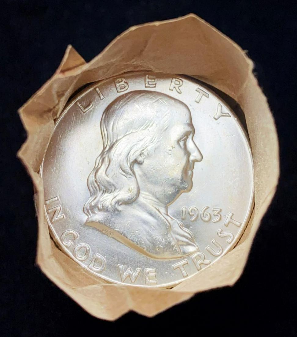 Fresh Mint 1963 Franklin 50C Silver Roll (1 of 3)