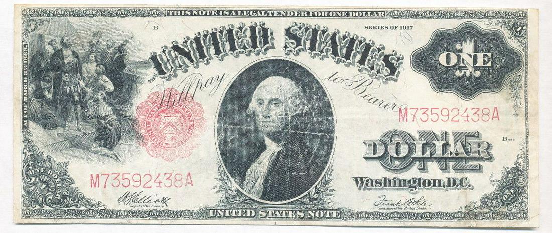 1917 United States Large Size $1 Note Legal Tender VG/F (1 of 5)