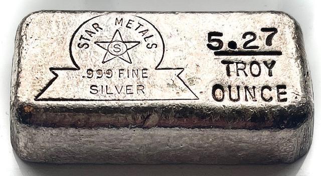 RARE 5.27 oz Star Medals Antique Silver Bar (1 of 5)