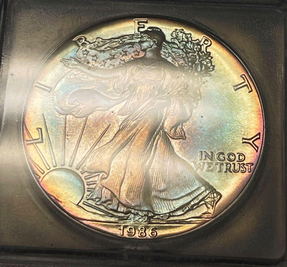 1986 Monster Rainbow American Silver Eagle (1 of 4)