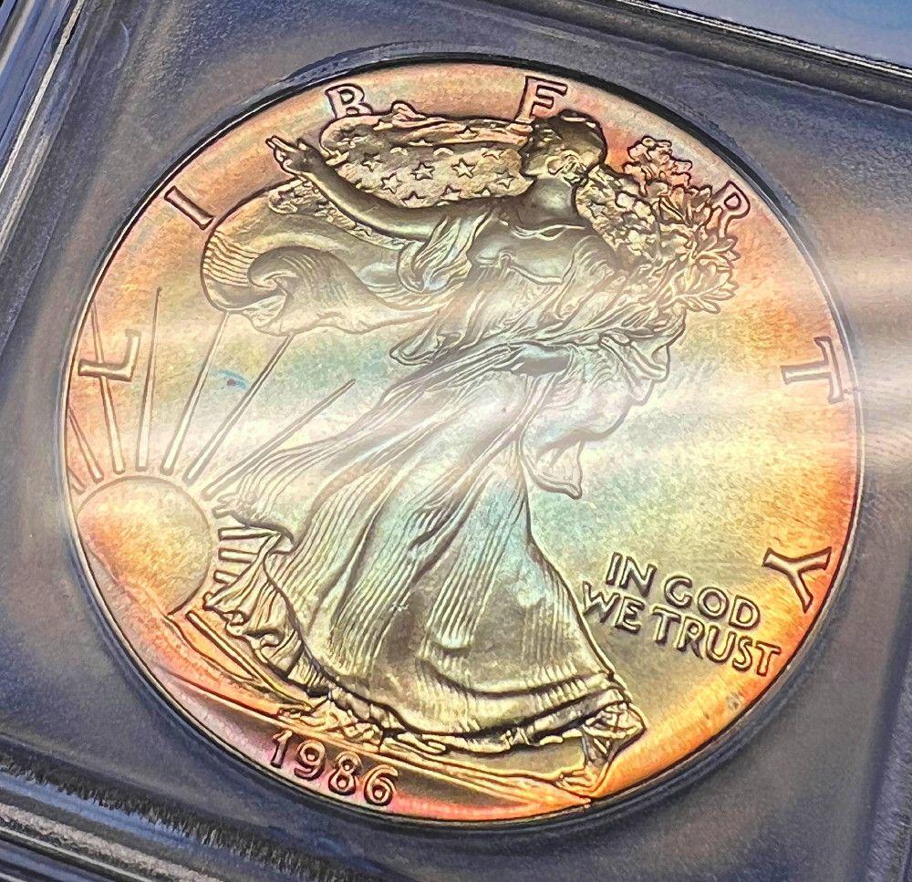 1986 Monster Rainbow American Silver Eagle (1 of 6)