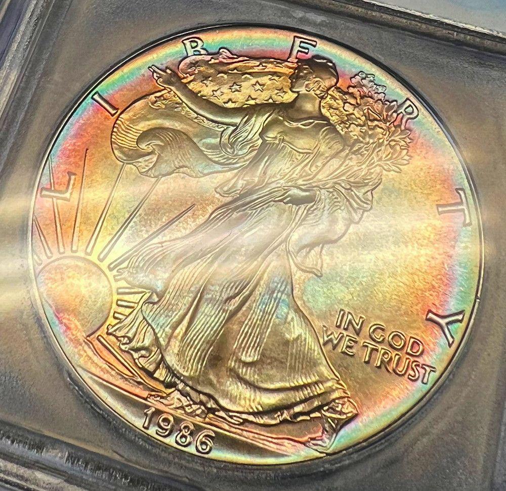 1986 Monster Rainbow American Silver Eagle (1 of 6)