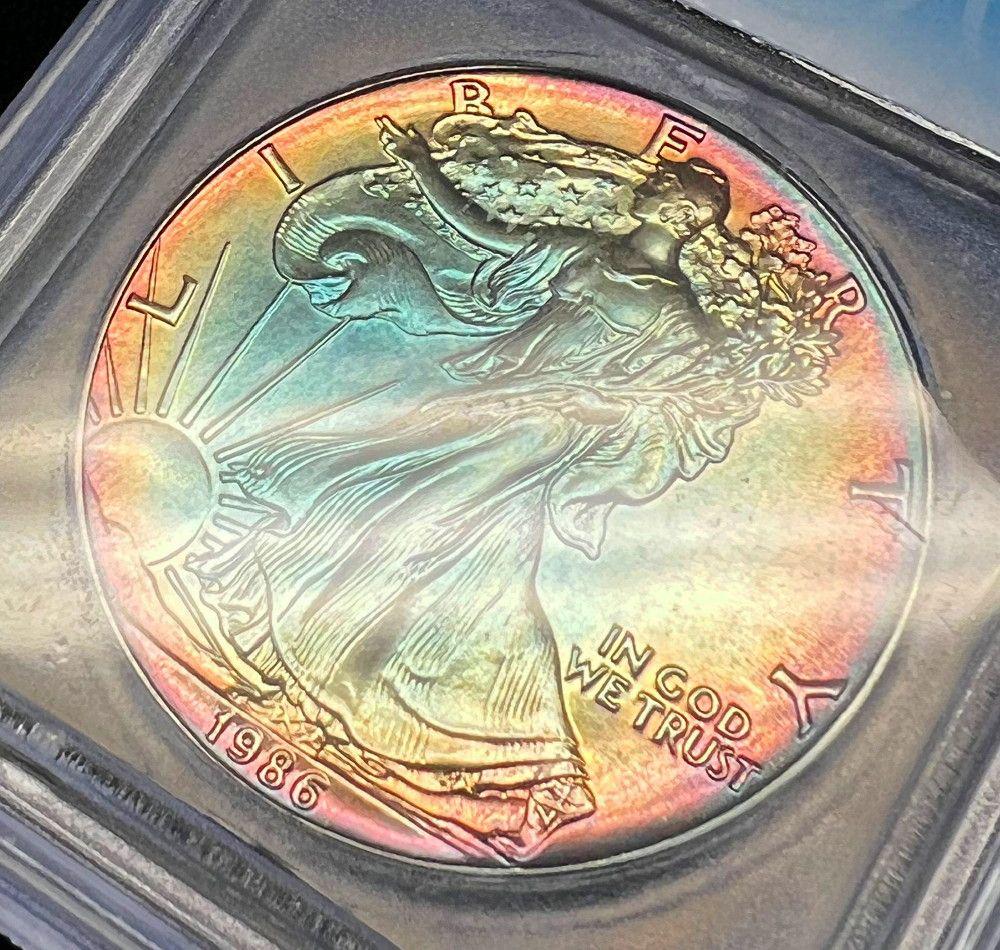 1986 Monster Rainbow American Silver Eagle (1 of 6)