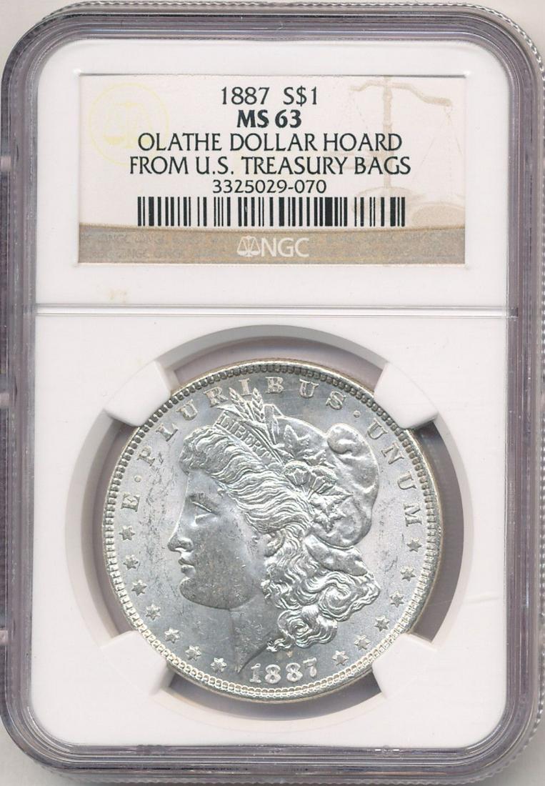 1887 Morgan Silver $1 Olathe Hoard US Treasury NGC MS63 (1 of 4)