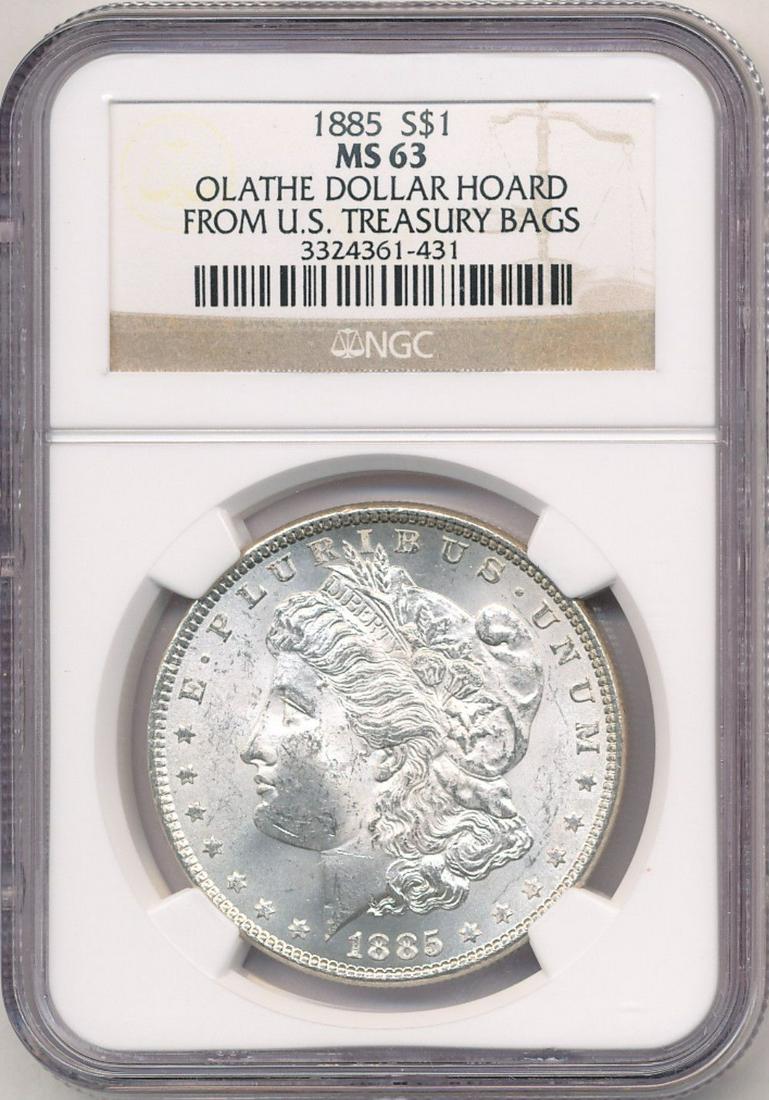 1885 Morgan Silver $1 Olathe Hoard US Treasury NGC MS63 (1 of 4)