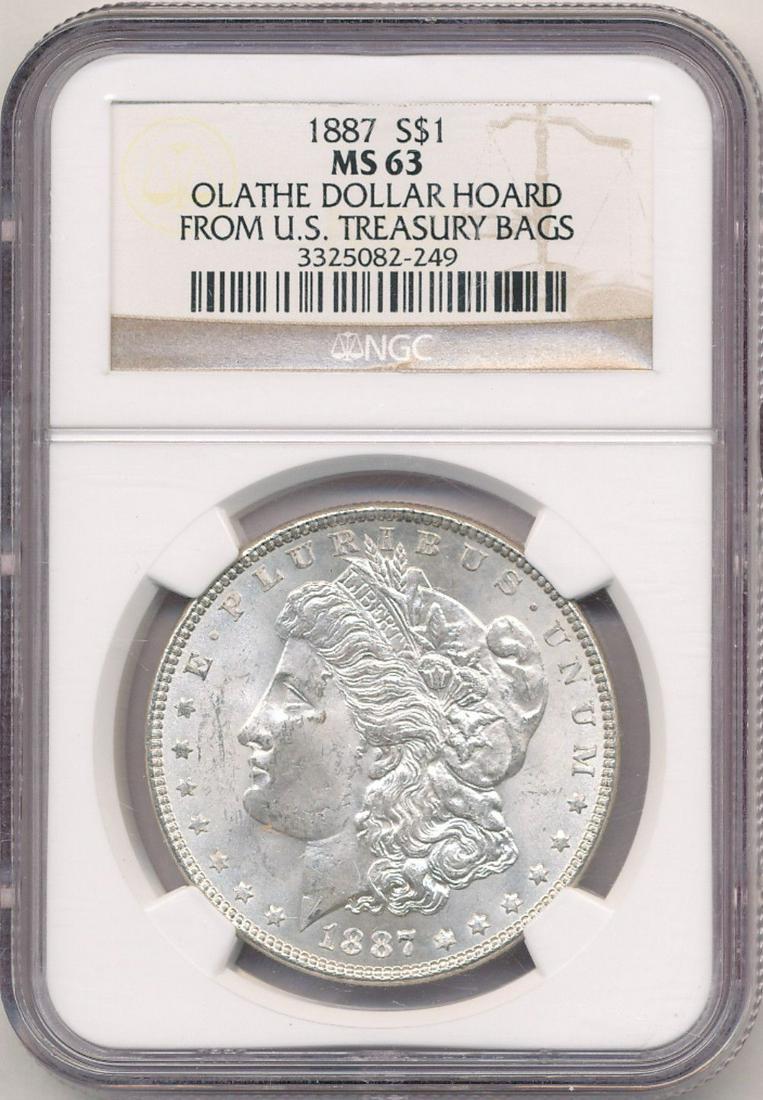 1887 Morgan Silver $1 Olathe Hoard US Treasury NGC MS63 (1 of 4)