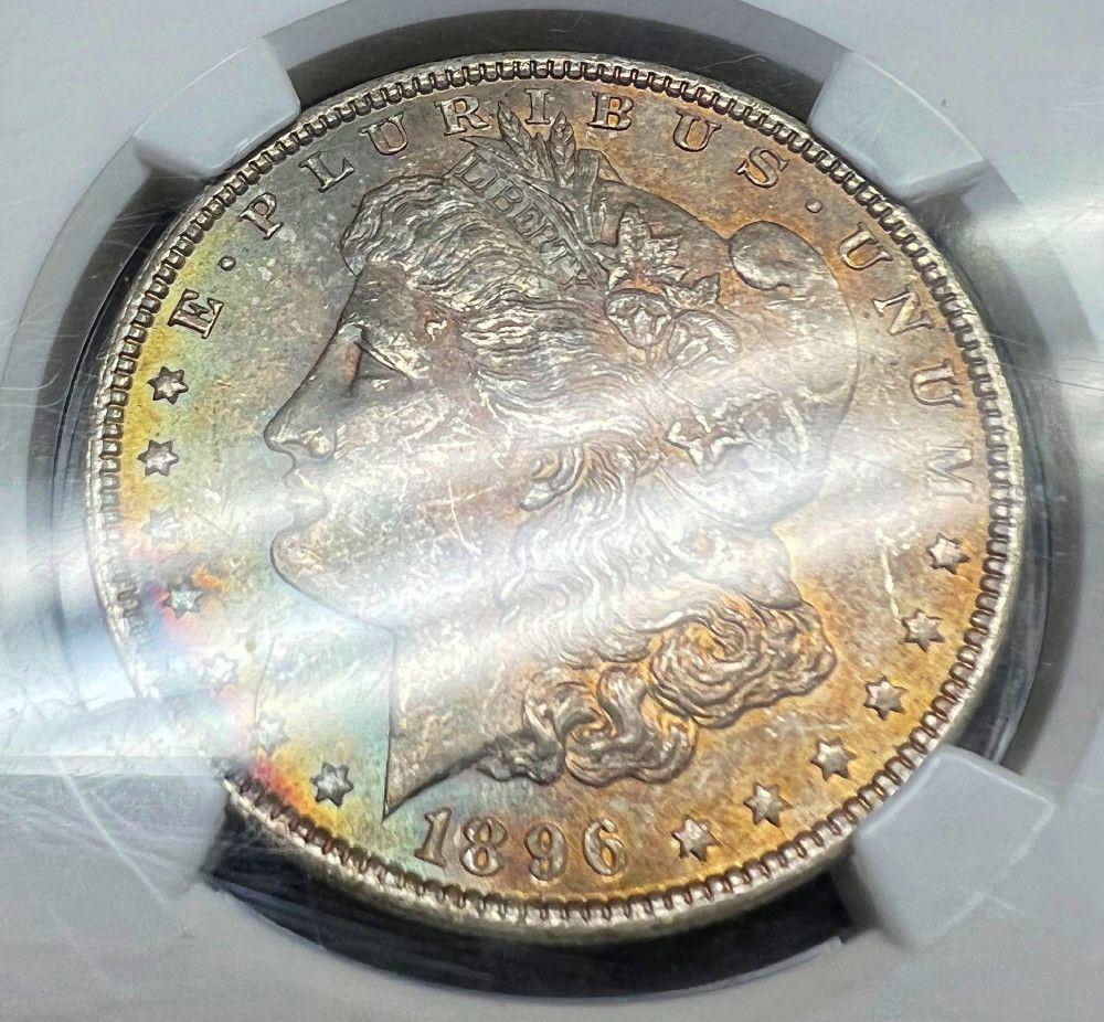 Interesting Color Toning 1896 Morgan Silver $1 NGC MS63 (1 of 6)