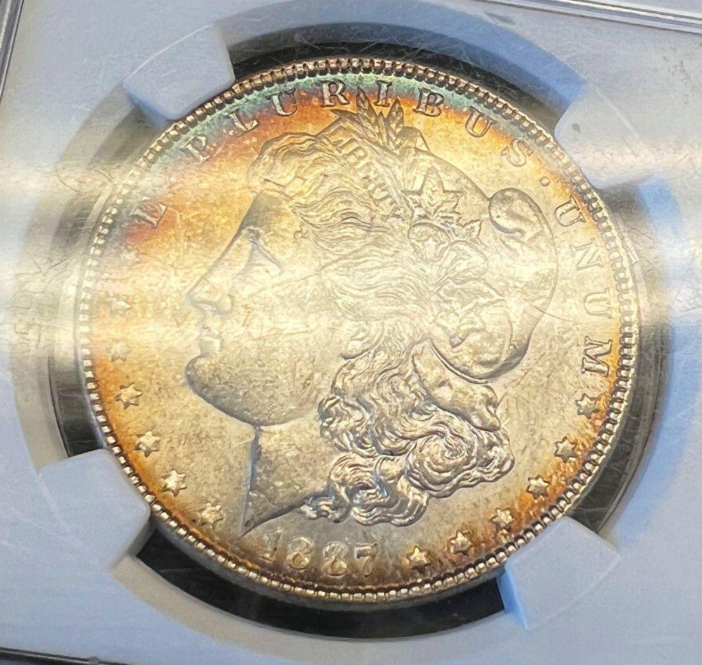 Rainbow Toning 1887 Morgan Silver Dollar NGC MS63 (1 of 6)