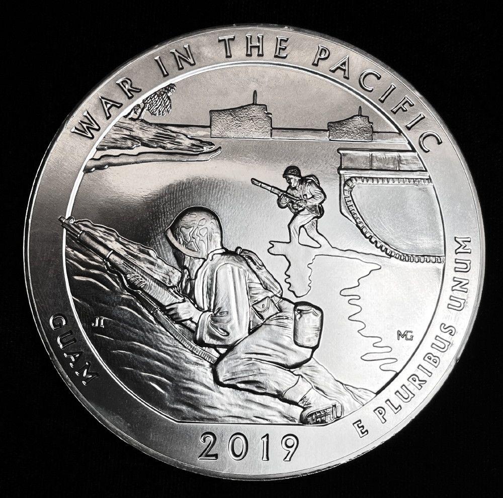 Huge 5 oz America The Beautiful Silver Coin 2019 Guam (1 of 4)