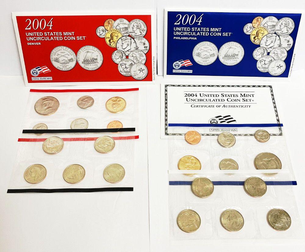 (2) 2004 US Mint Uncirculated Coin Sets OGP (1 of 5)