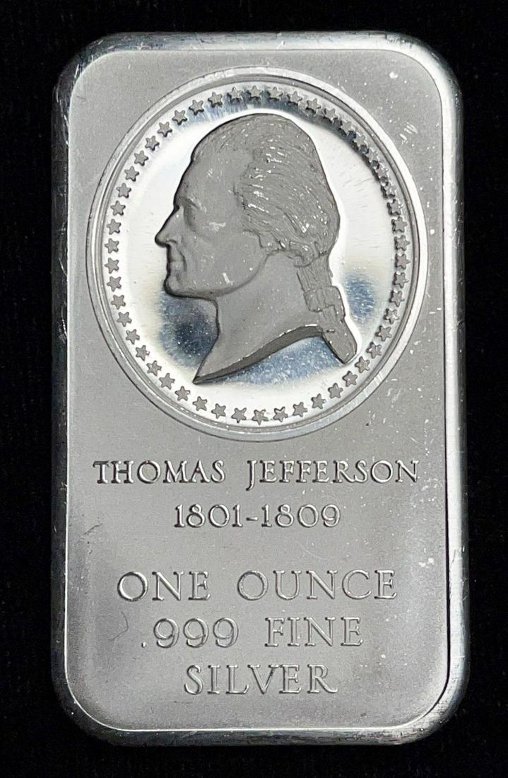Thomas Jefferson 1 oz Silver Bar: Winner shall receive the exact coin shown here. (IS/UO)