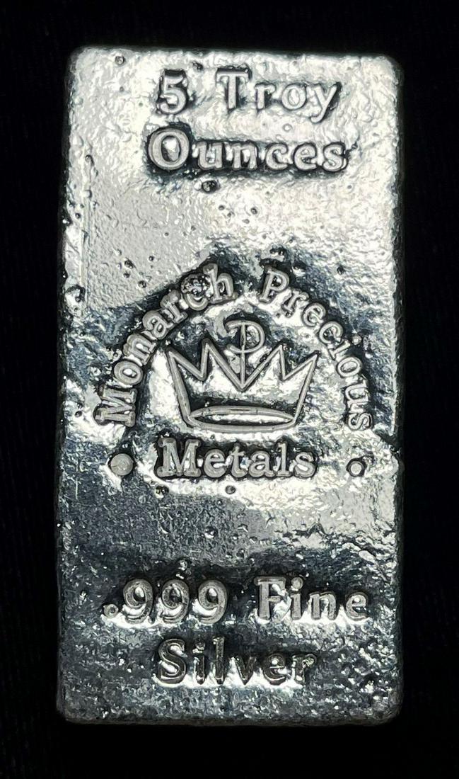 Monarch Precious Metals Hand Poured Silver 5 oz Bar (1 of 4)