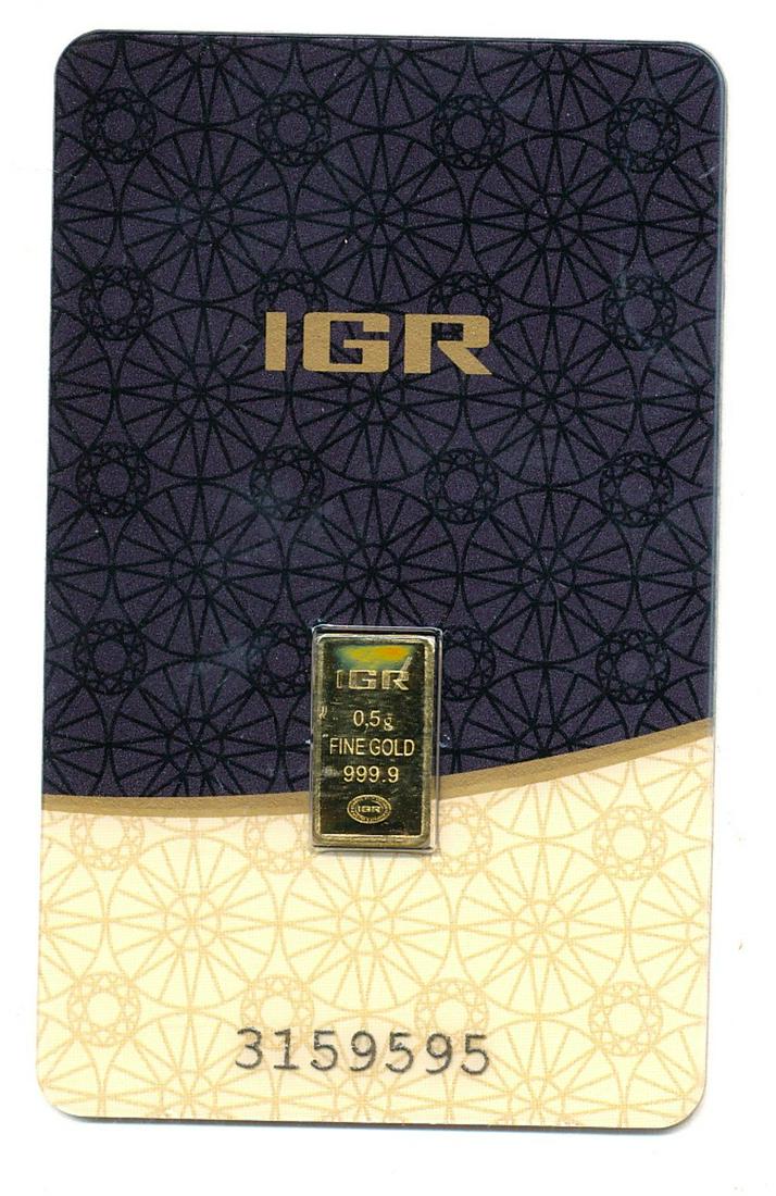 IGR .5g Fine 999.9 Gold Bar (1 of 2)