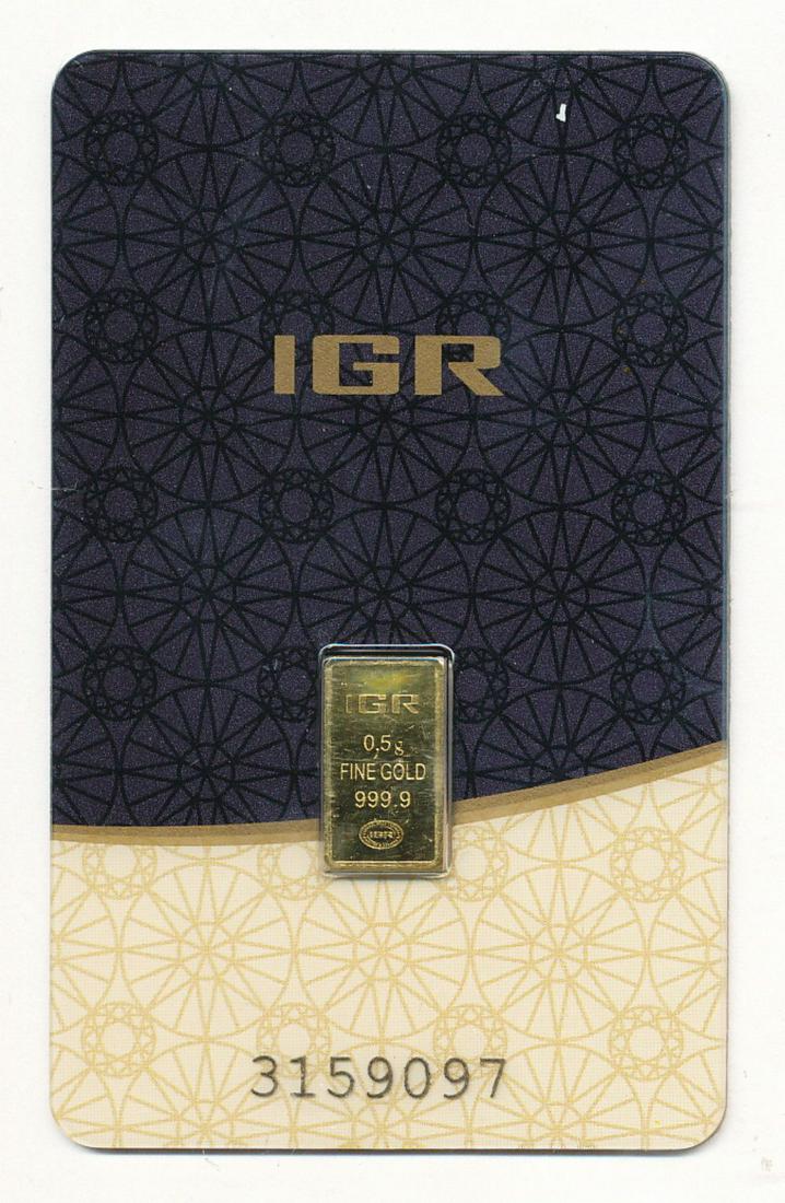 IGR .5g Fine 999.9 Gold Bar (1 of 2)