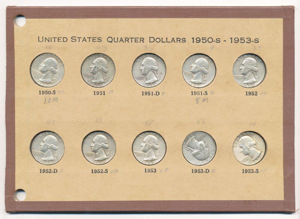 U.S. Washington Quarter Set (10-coins) 1950-S-1953-S (1 of 6)