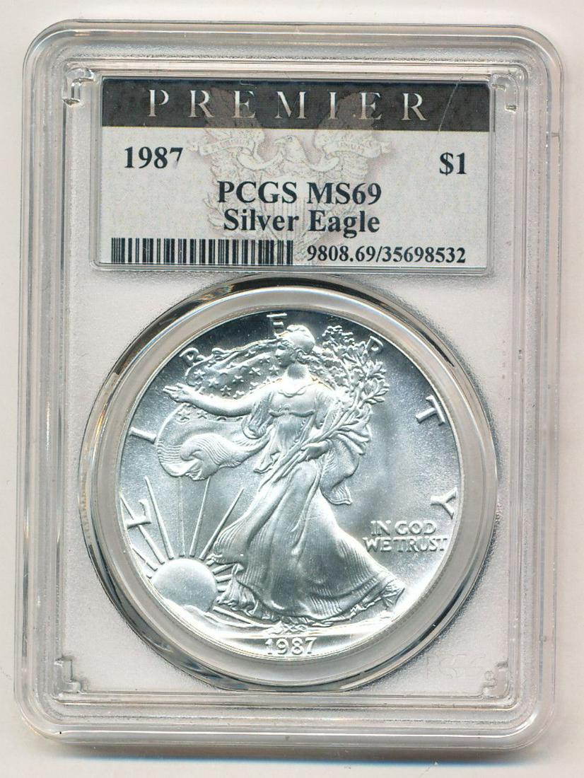 1987 Premier American Silver Eagle PCGS MS69 (1 of 2)