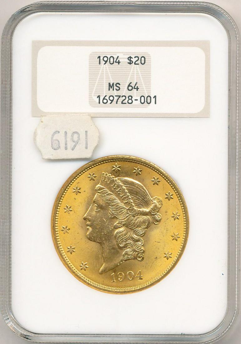 Old NGC Fatty 1904 $20 Liberty Head Gold MS64 (1 of 8)