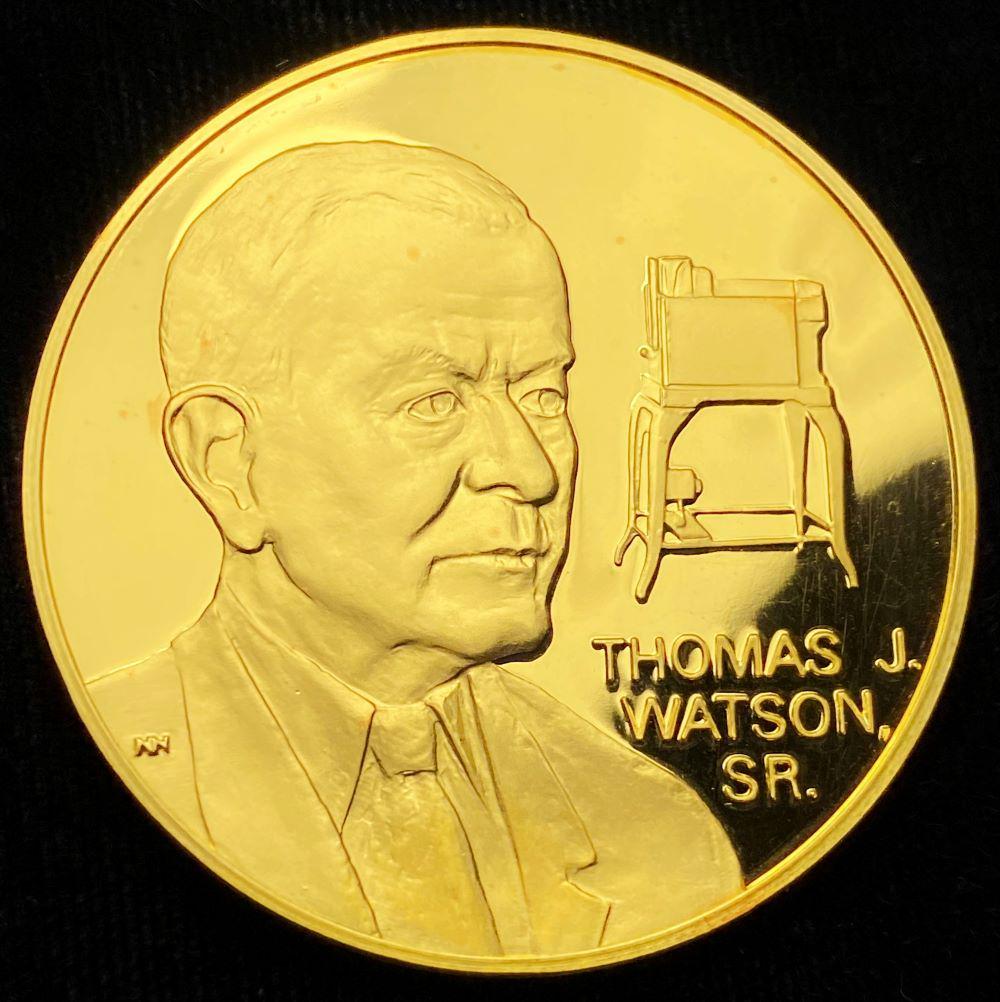 Thomas J. Watson Sr. .925 Sterling Silver 1.075 oz: Winner of majority of coins from this set will receive the book shown here. (RR/B)