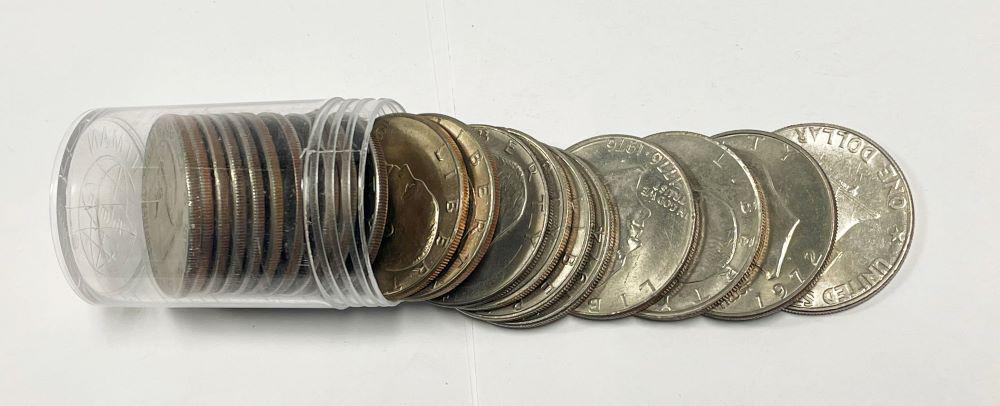Roll (20-coins) Eisenhower Dollars 1971-1977: Winner shall receive the exact roll (20-coins) shown here. (JM/B)