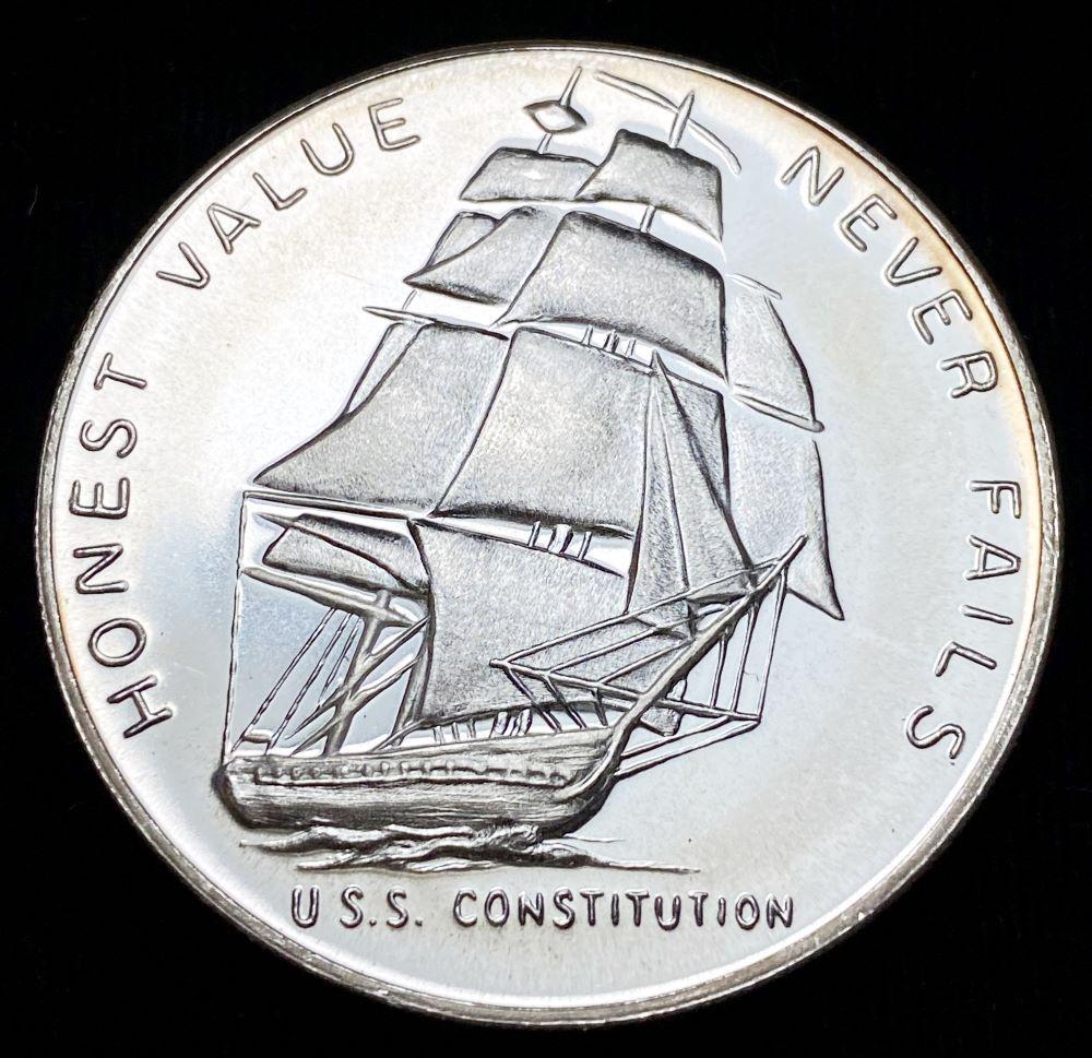 "Honest Value Never Fails" Silver 1 oz Trade Unit: Winner shall receive the exact coin shown here. (RR/B)
