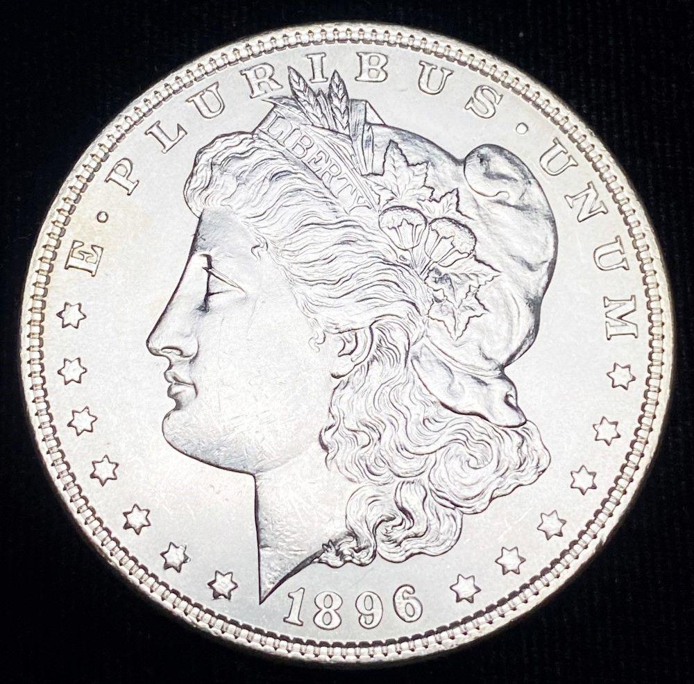 1896 Morgan Silver Dollar MS63: Winner shall receive the exact coin shown here. (RR/PL)