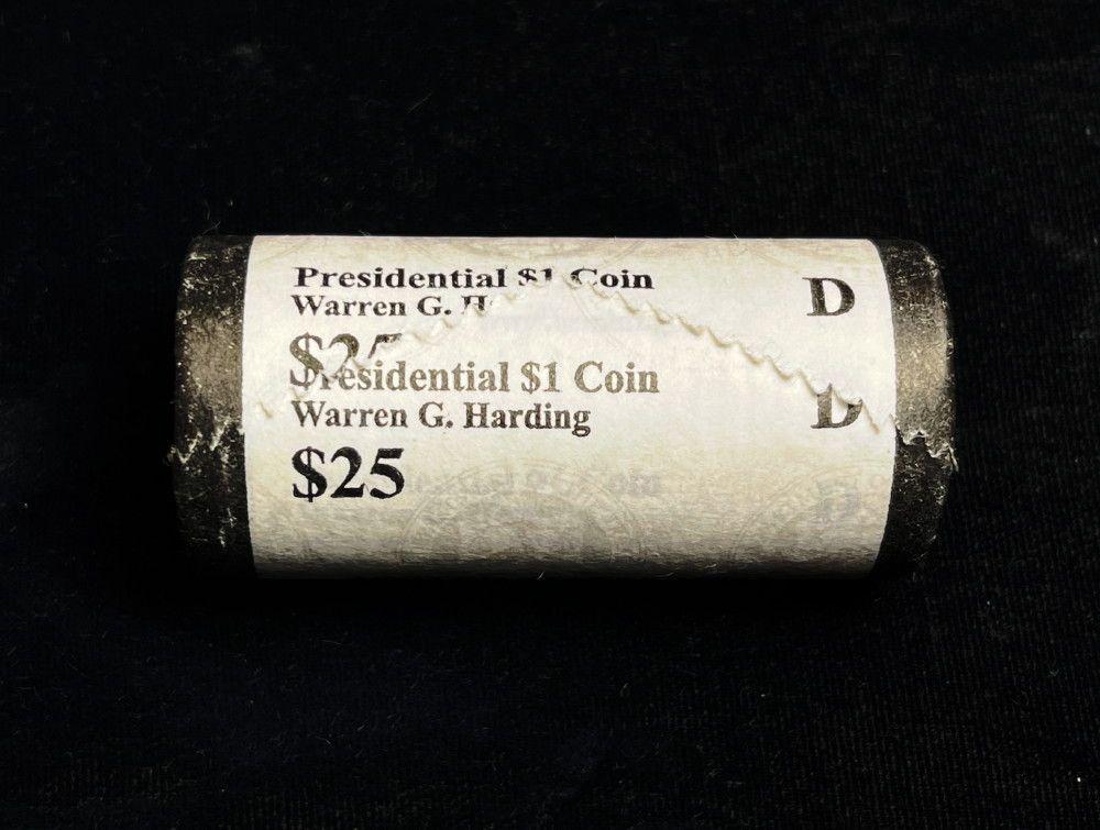 2014-D Mint Sealed Roll $25 FV Presidential $1 Coin: 2014-D Mint Sealed $25 Face Value Presidential $1 Coin Warren G. HardingWinner shall receive the exact (25) coins shown here. (EM/B)