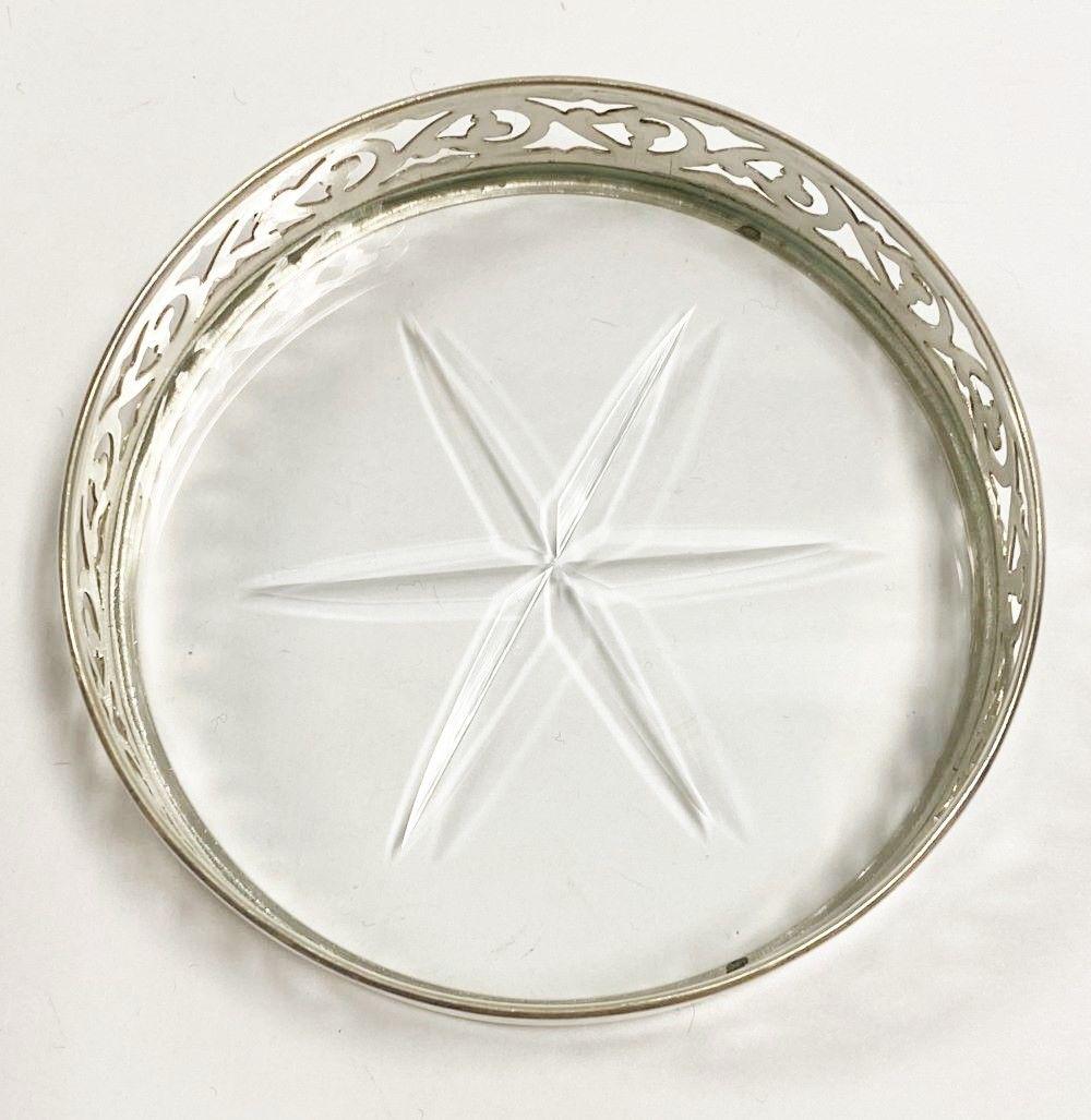 Sterling Silver Glass Coaster 2.75 Inches Diameter: Winner shall receive the exact item shown here. (RR/B)