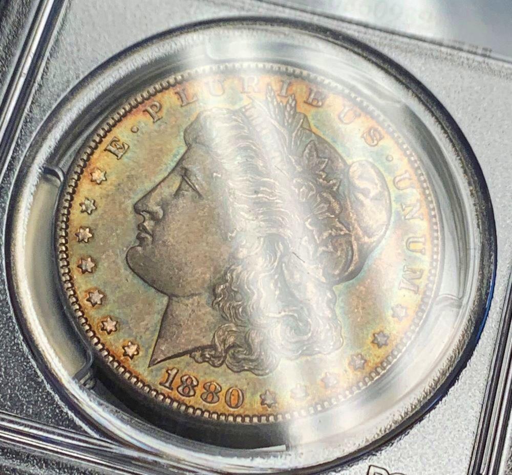 1880 Original Toned Morgan Silver Dollar PCGS MS63 (1 of 8)