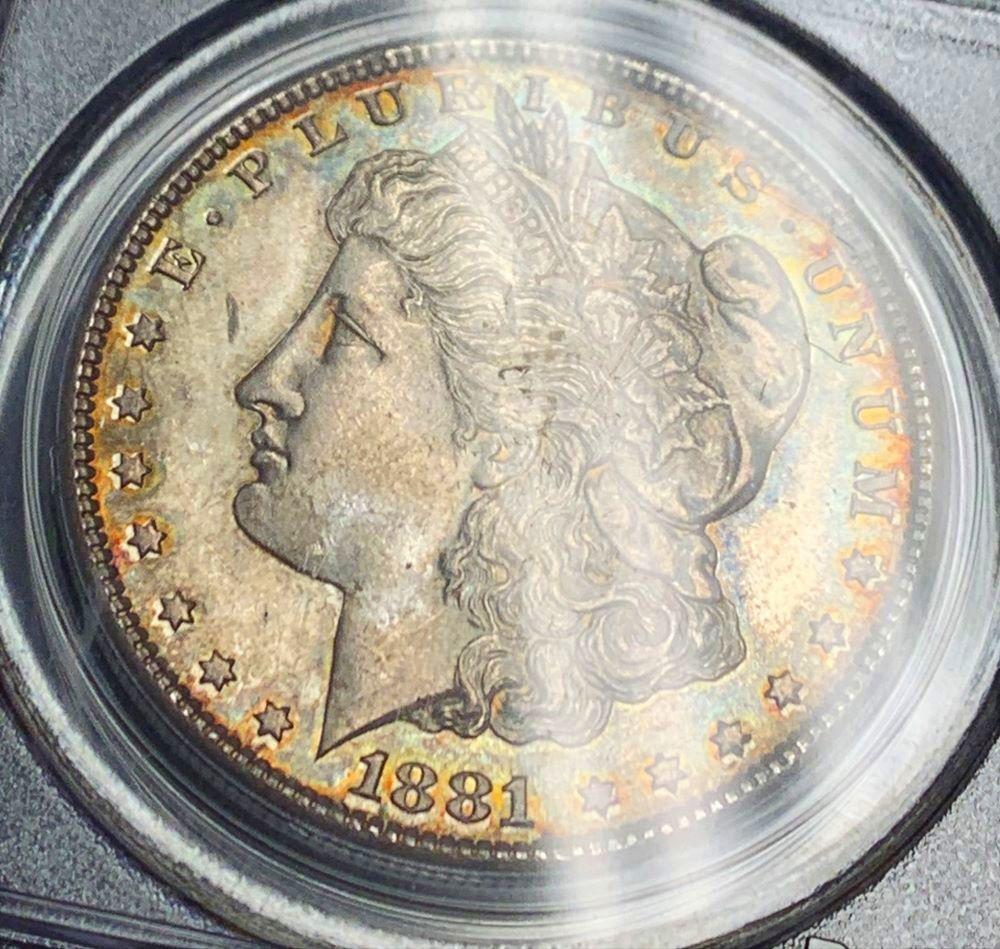1881-S Rainbow Toned Morgan Silver Dollar PCGS MS63 (1 of 7)