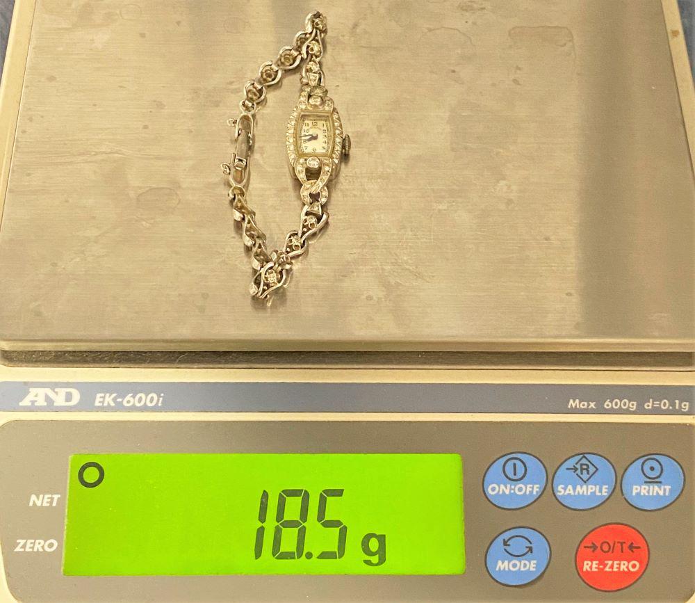 18.5gm Hamilton Vintage 14k White Gold & Diamond Watch (1 of 11)