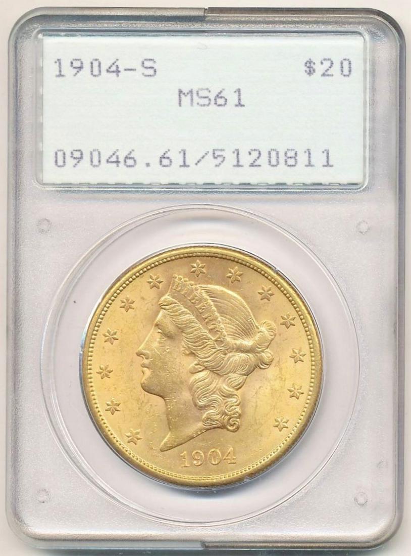 1904-S Type 1 OGH $20 Gold Liberty MS61 (1 of 4)