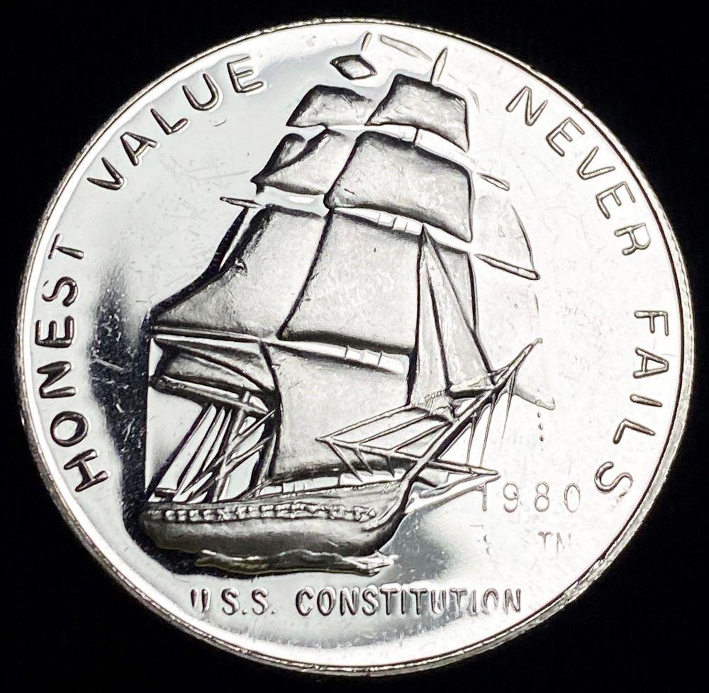 "Honest Value Never Fails" Silver 1 oz Trade Unit: Winner shall receive the exact coin shown here. (RR/B)