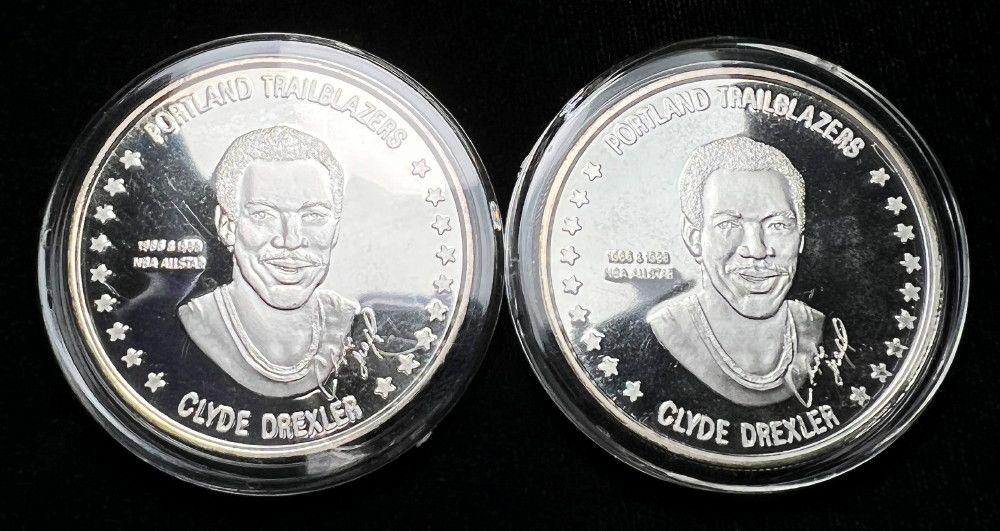 (2) 1989-1990 Clyde Drexler Licensed NBA Coins (1 of 5)