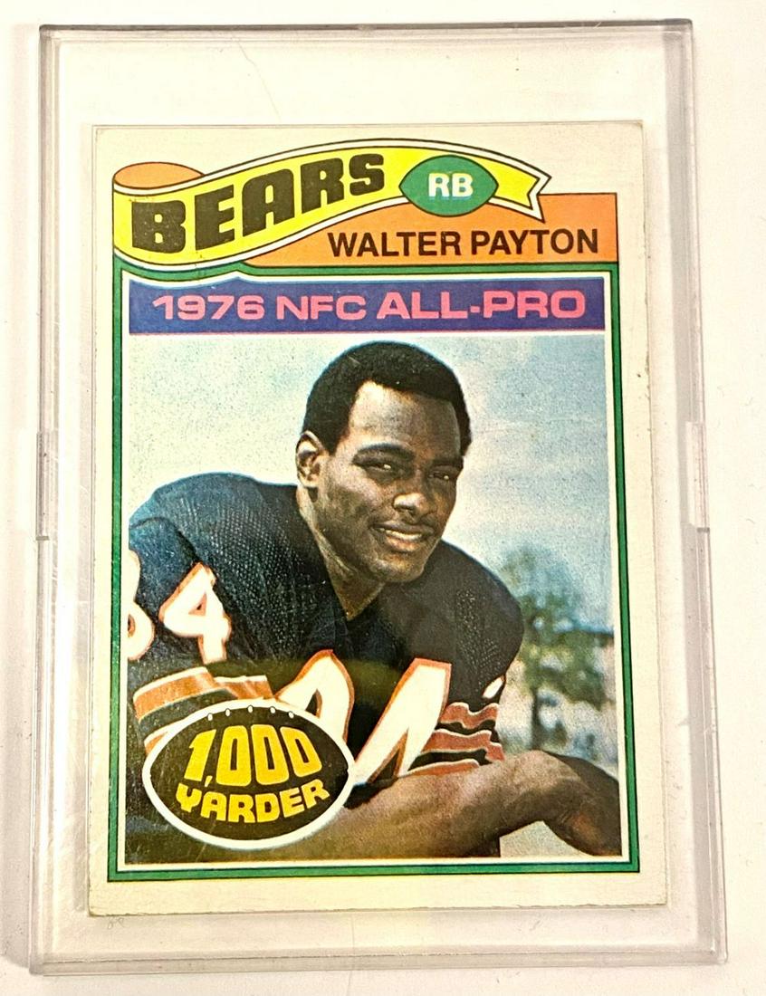 Walter Payton 1977 Topps Card #360: This group of consigned high end memorabilia has been extremely well preserved since its origin in the mid-1980s out of Los Angeles. This group consists of notable athletes across multiple sports, fro