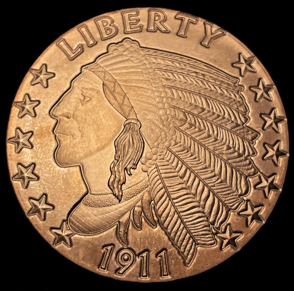 1911 Indian Head Design Copper 1 oz Round (1 of 2)