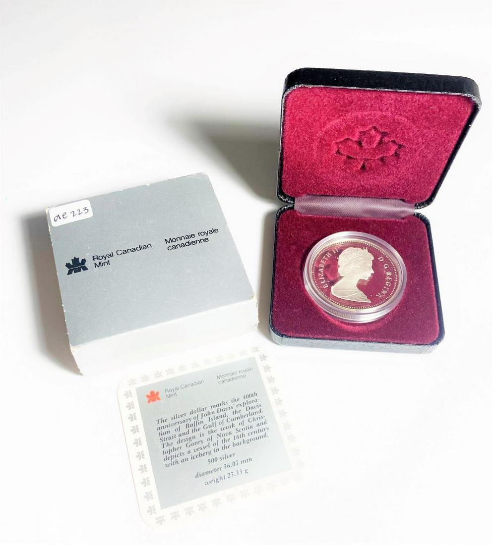 1987 John Davis Expedition Canadian Silver Proof Dollar: Winner shall receive the exact coin shown here. (BG)
