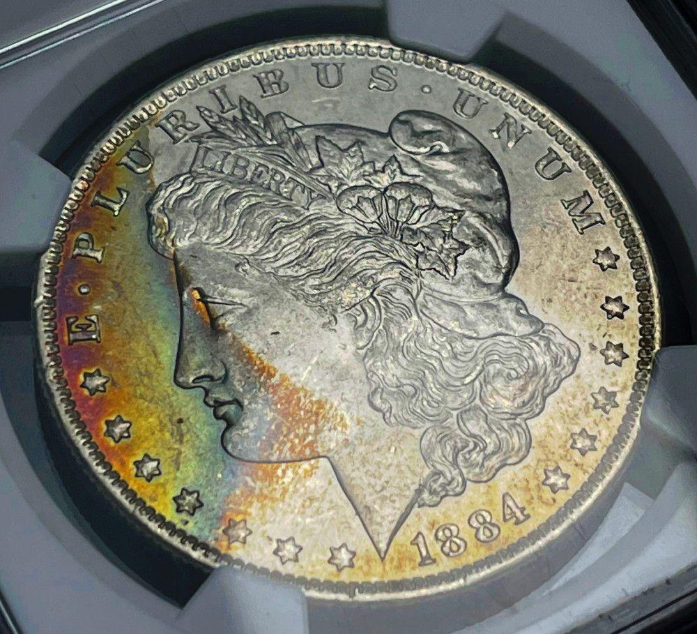 Rainbow Toned 1884-O Morgan Silver Dollar NGC MS64 CAC (1 of 5)