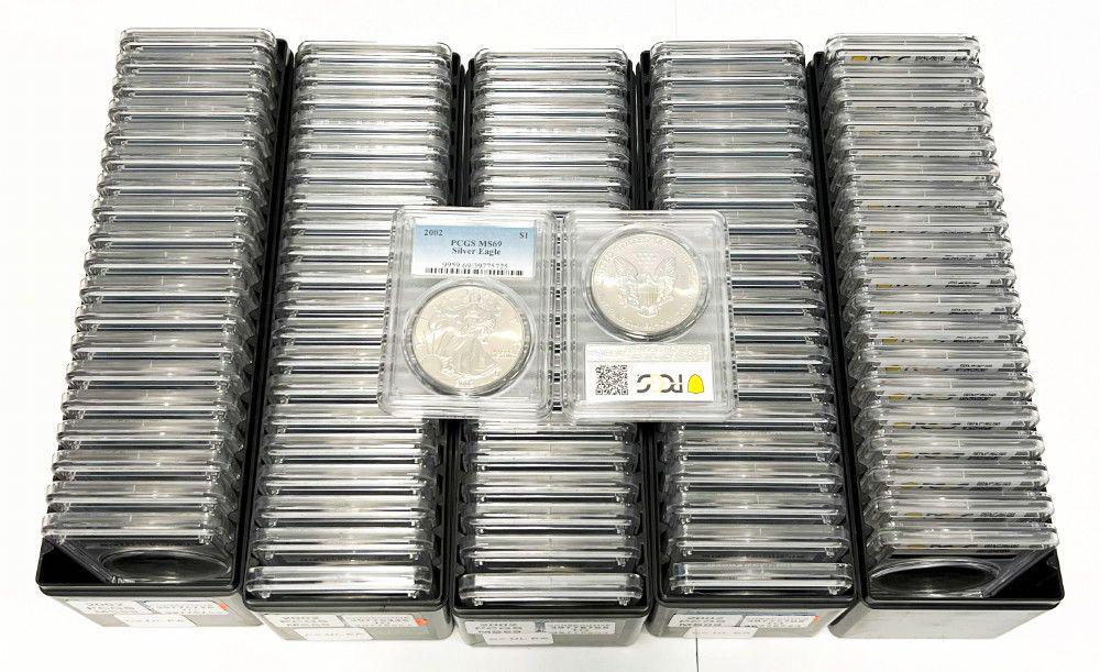 (20) 2002 American Silver Eagles PCGS MS69 (1 of 7)