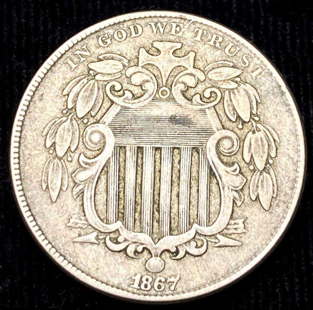 1867 Shield Nickel No Rays XF (1 of 2)