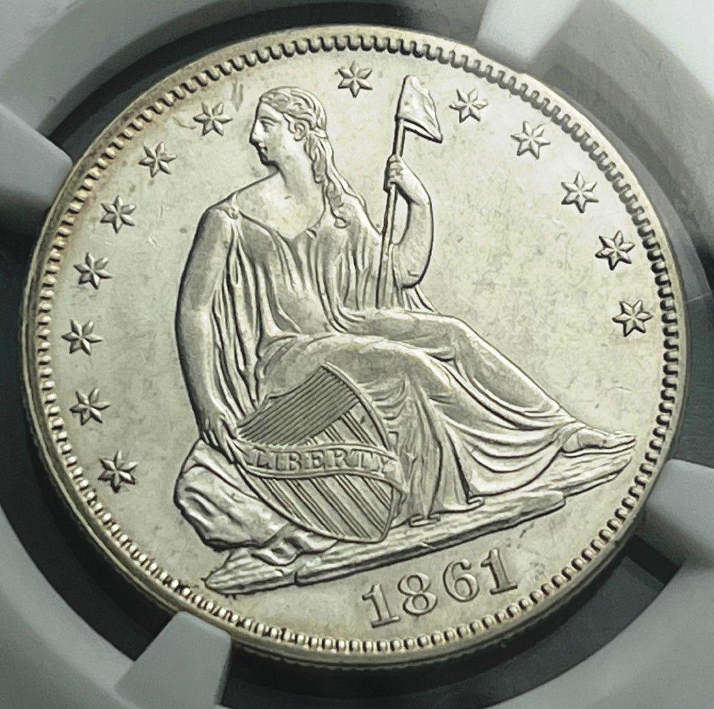 1861 Seated Liberty Half Dollar NGC MS60 (1 of 5)