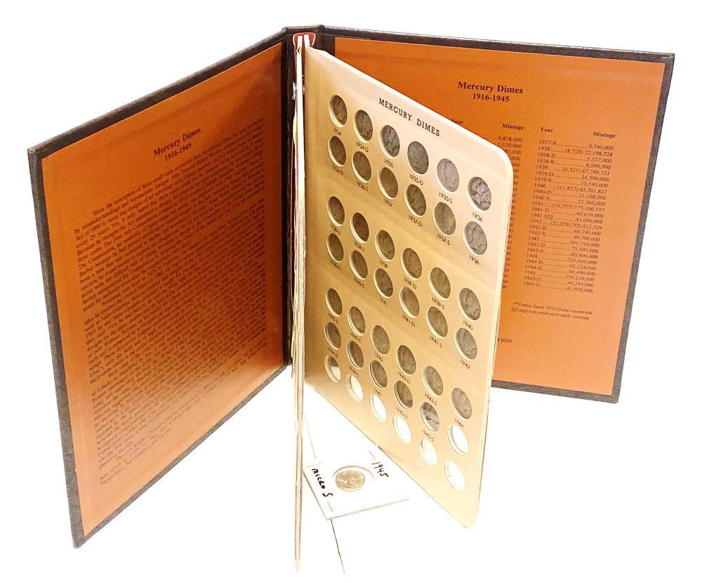 Near Complete Mercury Dime Album 1916-1945-S (1 of 13)