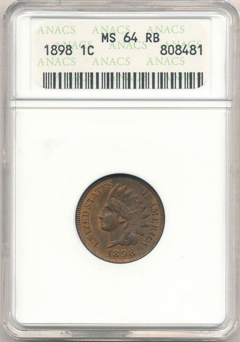 1898 Indian Head Cent ANACS MS64 RB (1 of 2)