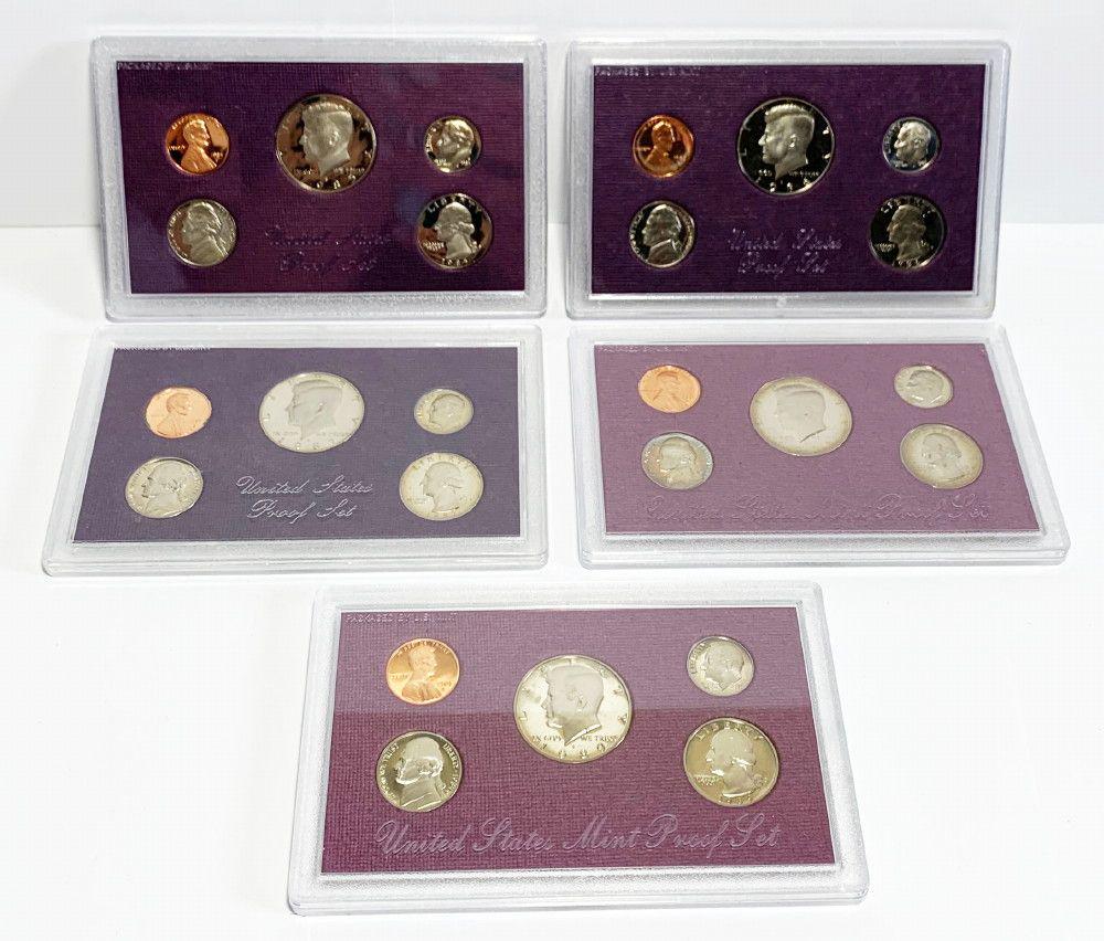 1985-89 US Proof Sets: Winner shall receive the exact (5) sets shown here. (IS)