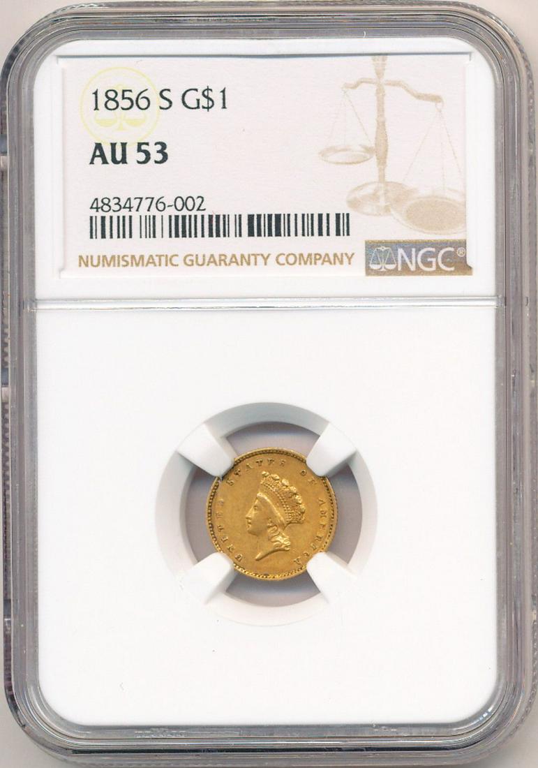 LAST MINUTE EDITION Rare 1856-S Type 2 $1 Gold NGC AU53 (1 of 4)