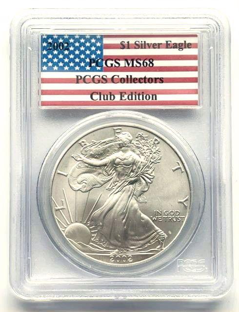 2002 American Silver Eagle PCGS MS68 Club Edition (1 of 4)