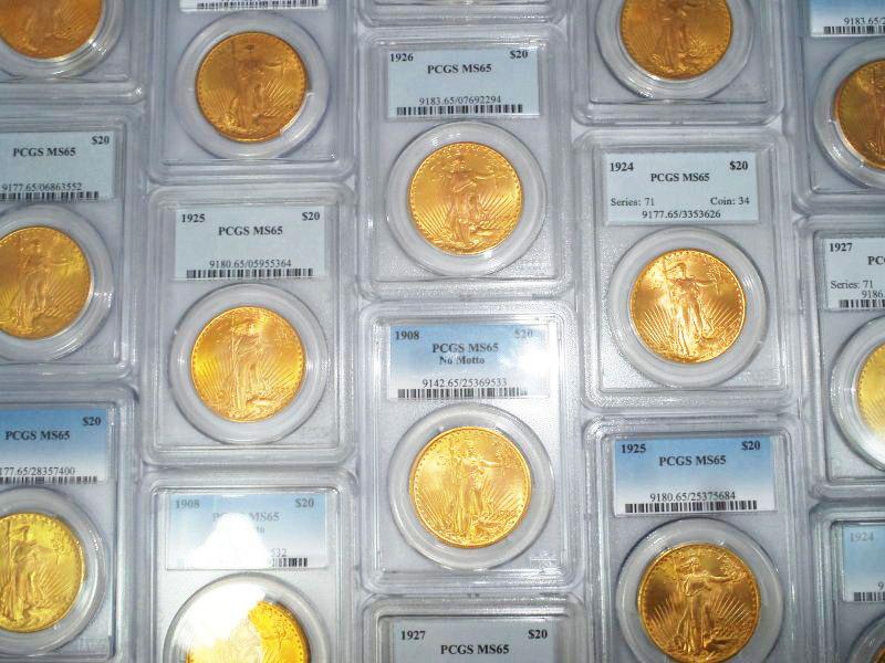 Ten (10) $20 Saint Gaudens Gold PCGS MS65 (1 of 3)