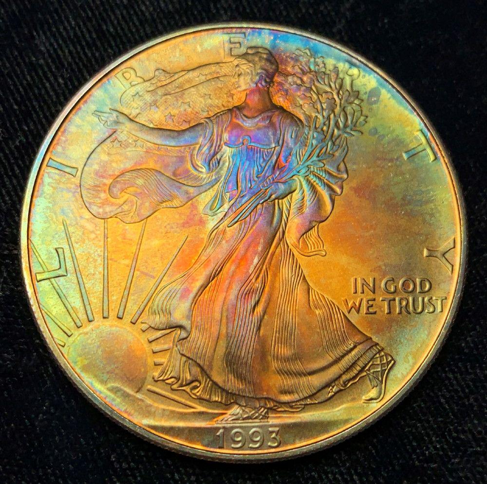 Toned 1993 American Silver Eagle (1 of 2)