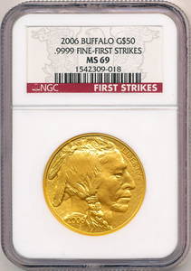 2006 $50 Gold Buffalo NGC MS69 First Strike