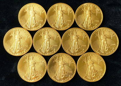 (10) 2006 $50 Gold 1 oz Eagle